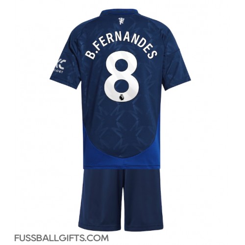 Manchester United Bruno Fernandes #8 Fußballbekleidung Auswärtstrikot Kinder 2024-25 Kurzarm (+ kurze hosen)